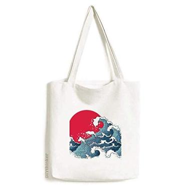 Imagem de Bolsa de compras casual de lona com estampa de aquarela do Mar Vermelho do Japão