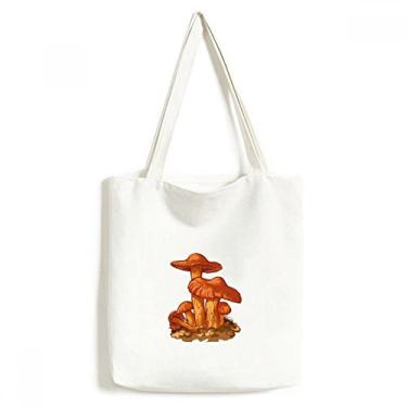 Imagem de Linda bolsa de lona com ilustração de criatura cogumelo laranja bolsa de compras casual