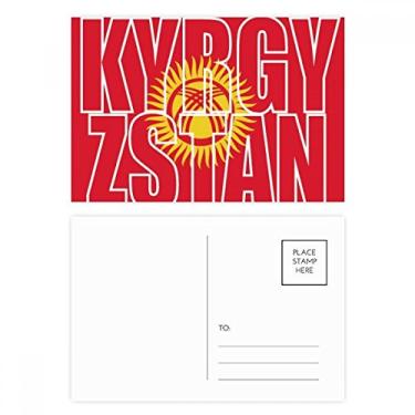 Imagem de Cartão postal com nome da bandeira do país do Quirguistão, cartão de felicitações para aniversário
