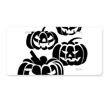 Imagem de DIYthinker Quatro abóboras pretas de Halloween, placa de licença de aço inoxidável para decoração de automóvel