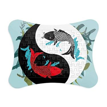 Imagem de Fish China Taichi Oito Diagrama Moldura de quebra-cabeça Decoração de imagem Enfeite de jogo de quebra-cabeça