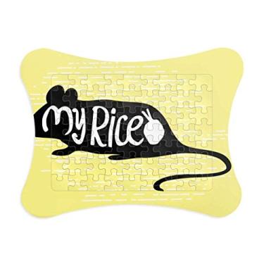 Imagem de Moldura de quebra-cabeça natural com desenho de animal de rato preto ornamento de jogo de quebra-cabeça