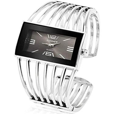 Imagem de Relógios Femininos de Luxo, Pulseira Retangular, Negócios e Moda Casual (Prateado)