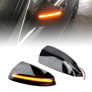 Imagem de QKLsudua 2 peças Blink sequencial dinâmico compatível com Be-nz ML classe W164 ML300 ML500 ML550 ML320 C-Class W204 LED espelho lateral conjunto de luz de seta de seta