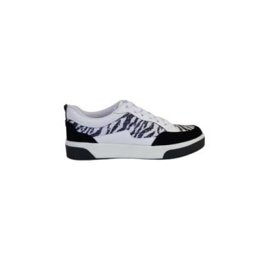 Imagem de Marina Mello, Tênis Feminino Casual Lantejoula Branca Paete Zebra Brilhos Cor:Branco;Tamanho:39