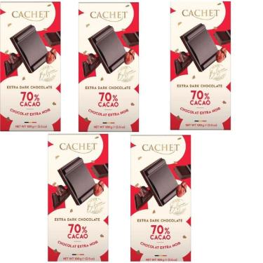 Imagem de 05 Barras Chocolate Belga Cachet 70% Cacao Extra Dark