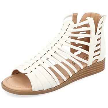 Imagem de Journee Collection Womens Delilah Tru Comfort Foam Wide Width Gladiator Sliver Wedge Sandals White 5.5 Wide Womens US