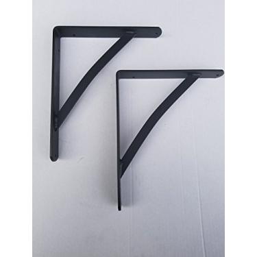 Imagem de Conjunto de dois suportes de prateleira grandes de ferro forjado – Feito à mão por Amish of Lancaster County PA