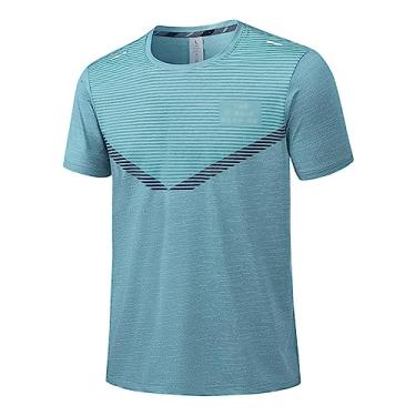 Imagem de Camiseta masculina atlética manga curta alta elástica impressão suave top secagem rápida leve academia, Verde, 3G