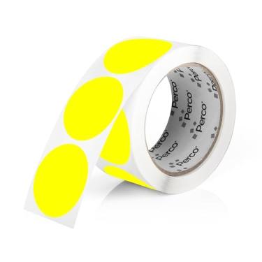 Imagem de Perco Etiquetas adesivas redondas amarelas fluorescentes de 5 cm - 500 etiquetas por rolo - Cores vibrantes, forte adesão - Feito nos EUA