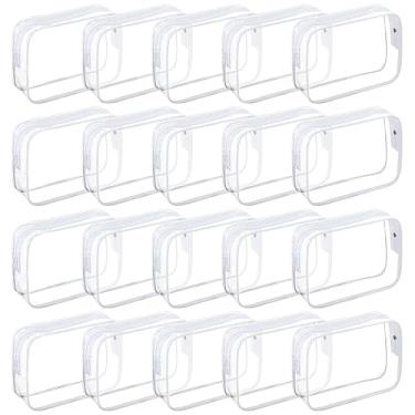 Imagem de Bolsas de cosméticos transparentes para mulheres e homens, bolsas de higiene à prova d'água, bolsas de maquiagem de PVC, estojo organizador com zíper para viagem e banheiro, 20 cores brancas, Sacos à