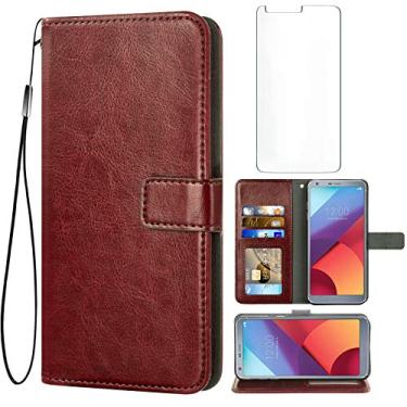 Imagem de Asuwish Compatível com LG G6 Capa carteira protetora de tela de vidro temperado e capa flip de couro com suporte para cartão com suporte para celular LGG6 ThinQ LG6 Thin Q G 6 Plus G6+ 6G VS988 H872