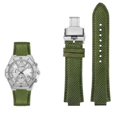 Imagem de waillynice Pulseira de relógio inferior de lona de nylon para Casio Edifice Series GST-B400 EFB-680 ECB-10D 26 x 14 pulseira (Armygreen SK)