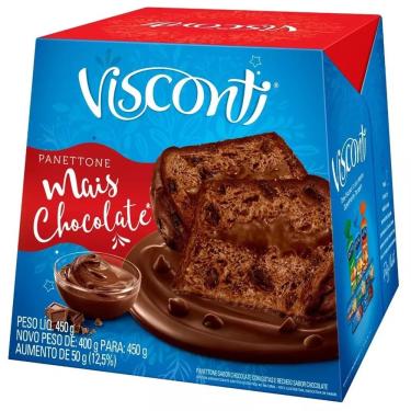 Imagem de Panettone Mais Chocolate Recheio Chocolate 450g - Visconti