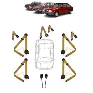 Imagem de Kit cinto de segurança COMPLETO para FORD BELINA + fechos - HCML, Bege