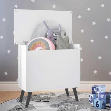 Imagem de Baú Organizador Caixa de Brinquedos Retrô Multimóveis Branco/Preto