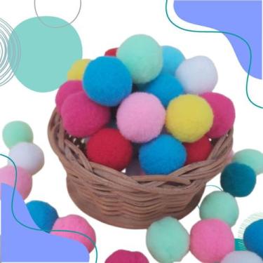 Imagem de Pompom 20 Mm Para Artesanato E Educação Pacote C/80 Unidades - Paes & 