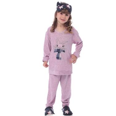 Imagem de Pijama Plush Inverno Infantil Menina Bolso Canguru Victory, 8, Rosa cl