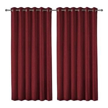Imagem de Cortina Para Varão Jacquard 200 X 170 Cm Vermelha - Sultan, Vermelha