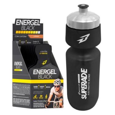 Imagem de Gel de Carboidrato Energel Black Cx 10 Sachês + Squeeze Bodyaction - B
