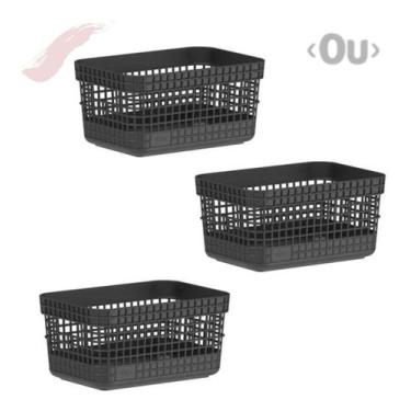 Imagem de Kit 3 Cestinhos Organizadores Grid Caixas Organizadoras 2,5L - Ou, Pre