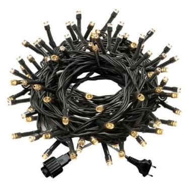 Imagem de Cordão 100 Led Fixo Branco Quente 10M com Strobo 220V - Meta Lumens