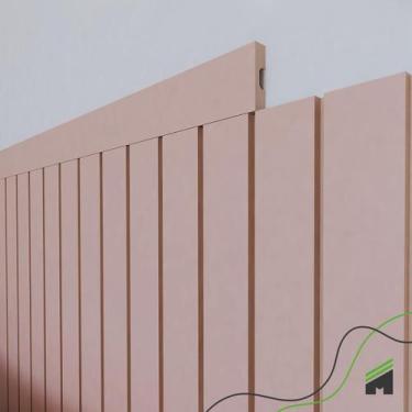 Imagem de Painel Ripado Cabeceira Quarto Cama King - Play+ Rosa - Meu Rodapé