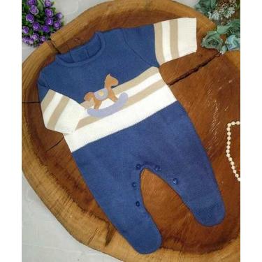 Imagem de Macacão Tricô Bebe cavalinho azul - locomotiva, Azul, rn