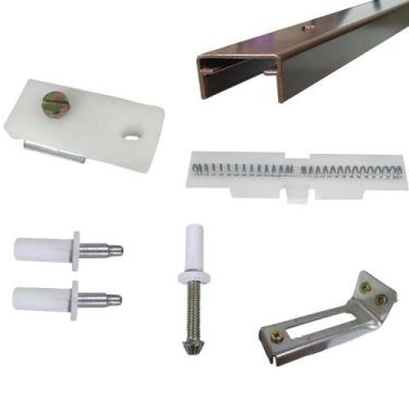 Imagem de Kit Ferragens p/ Porta Camarão Sem Dobradiça - 1,00 m Bronze - Alfer -