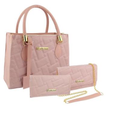 Imagem de Bolsa Feminina Grande Moda Casual + Bolsa Flap + Carteira - Selfie Sto