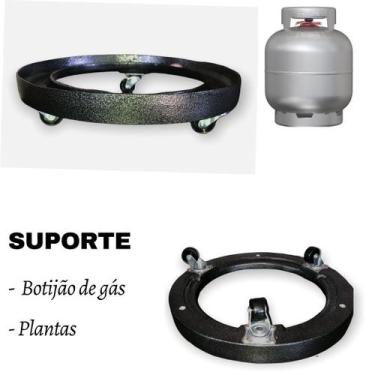 Imagem de Kit 3 Carrinho Reforçado Suporte De Botijão Gás Com 3 rodas - FUNDITEX