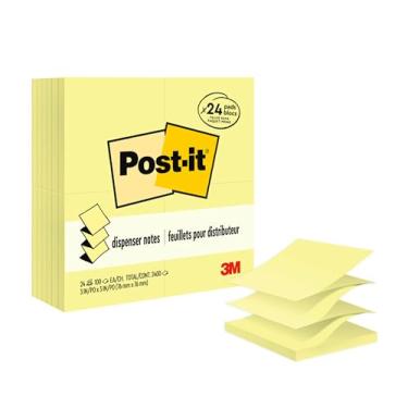 Imagem de Post-it Notas Pop-up 7,6 x 7,6 cm, 24 blocos, notas adesivas favoritas número 1 dos EUA, amarelo canário, remoção limpa, reciclável (R330-24VAD)