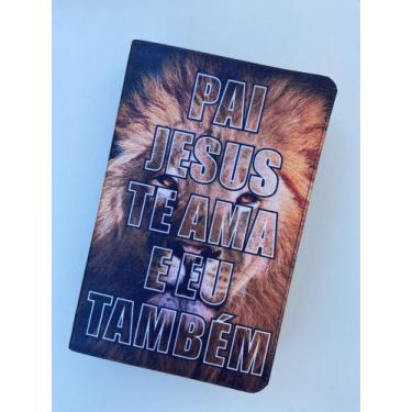 Imagem de Biblia sagrada Pai com harpa e letras gigantes ARC - Cpp, marrom pai J