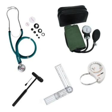 Imagem de Kit Fisioterapia Com Esfigmo Esteto Martelo Trena Goniometro - Premium