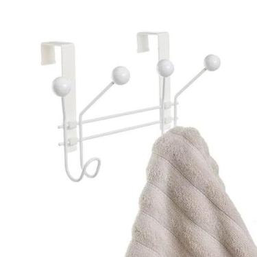 Imagem de Cabide 2 Ganchos Porta Parede Metaltru, Branco