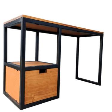 Imagem de Escrivaninha Modelo Industrial com 1 Gaveta e 1 Nicho Vazado - Loja do