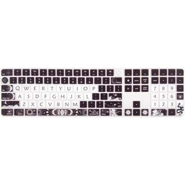 Imagem de Capa fofa para teclado Apple iMac Magic Keyboard 2021 (modelo: A2520) com teclado numérico e Touch ID, protetor de teclado de silicone, layout dos EUA, sol e lua