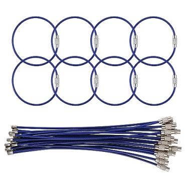 Imagem de Bidponds Pacote com 25 Cabos para Chaveiros de Arame, Chaveiro de Aço Inoxidável com Revestimento de Nylon de 5,9 Polegadas, Passadores para Etiquetas de Bagagem, Barril com Torção de 2mm, Escuro