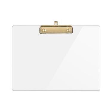 Imagem de UNIQOOO Prancheta De Acrílico Transparente Com Paisagem, Prancheta Horizontal Com Acabamento Dourado Brilhante Para Estudantes, Presente De Volta Às Aulas, Amante Das Artes Modernas, Especialista Em