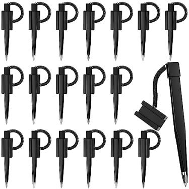 Imagem de Zonon Caneta segura com corrente adesiva, caneta contadora de tinta preta com base e bobina de plástico para casa, banco, escritório, hotel (48 peças)