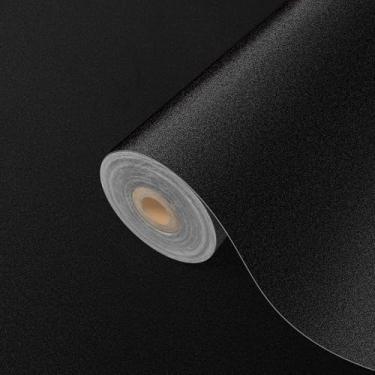 Imagem de Yancorp Papel de contato preto de 59,9 cm x 10 m, papel de parede de vinil removível para armários, gavetas e bancadas, papel de contato para armários, papel de parede preto descascar e colar