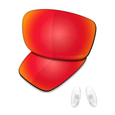 Imagem de SAUCER Lentes de reposição premium e protetores de nariz para óculos de sol Oakley Nanowire 4.0 High Defense - vermelho fogo polarizado