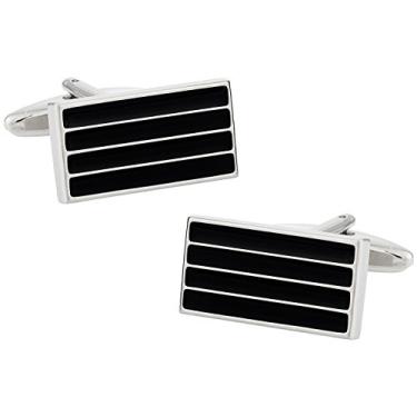 Imagem de Abotoaduras de barra preta esmaltada Cuff-Daddy com caixa de apresentação