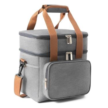 Imagem de Bolsa Térmica Grande Espaçosa Dois Compartimentos Lancheira Para Marmita, Passeio, Escola, Faculdade, Trabalho Bolsa Para Marmita (Cinza)