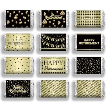 Imagem de arricraft 120 peças de embalagens de doces com tema de aposentadoria, folha dourada brilhante, embalagem de barra de chocolate, adesivos de etiqueta de barra de chocolate para convidados lembrancinhas