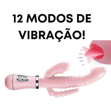 Imagem de Vibrador de Ponto G com plug anal e estimulador clitoriano com línguas