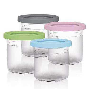 Imagem de 4pcs Ice Cream Pints Containers & Lids Ice Cream Pints Cup Replacement for Cerami Breeze Containers Cups Compatible with Nc299am C300s Series Creamy Ninja Breeze Ice Cream Maker 1 Set/416