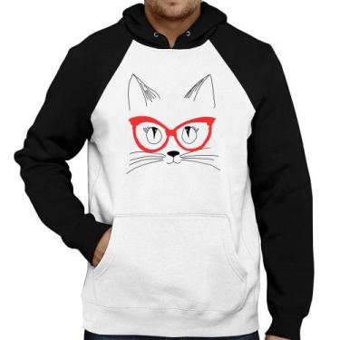 Imagem de Moletom Gato De Óculos - Foca na Moda, Branco, Preto, P