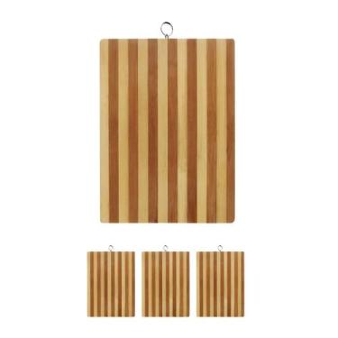 Imagem de 3un Tábua corte bambu 29x19  carne c/ alça cozinha madeira - Tuut