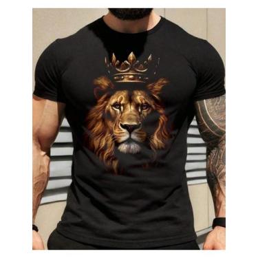 Imagem de Camiseta Masculina Rei da Selva 100% Algodão - NoBrand, Preto, GG